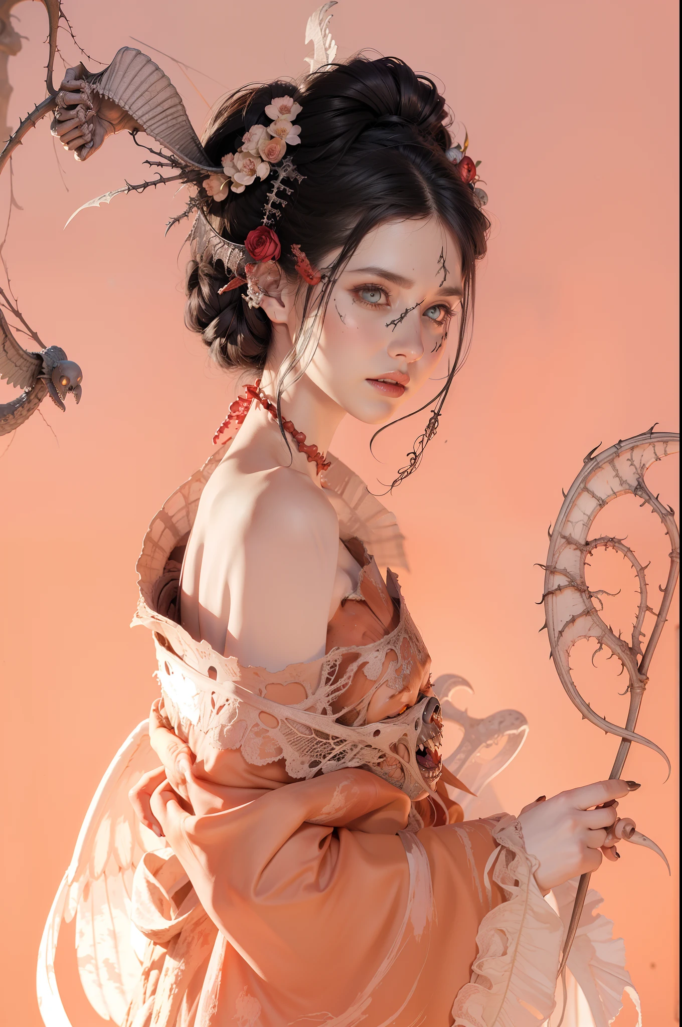 official art, unity 8k wallpaper, ultra detailed, beautiful and aesthetic, beautiful, masterpiece, best quality, (zentangle, mandala, tangle, entangle), dynamic angle, cowboyshot, the most beautiful form of chaos, elegant, a brutalist designed, vivid colours, romanticism, by james jean, roby dwi antono, ross tran, francis bacon, michal mraz, adrian ghenie, petra cortright, gerhard richter, takato yamamoto, ashley wood, atmospheric, enjoying a stream of music, where you can visualize the notes, ecstasy of musical notes, streaming musical notes visible