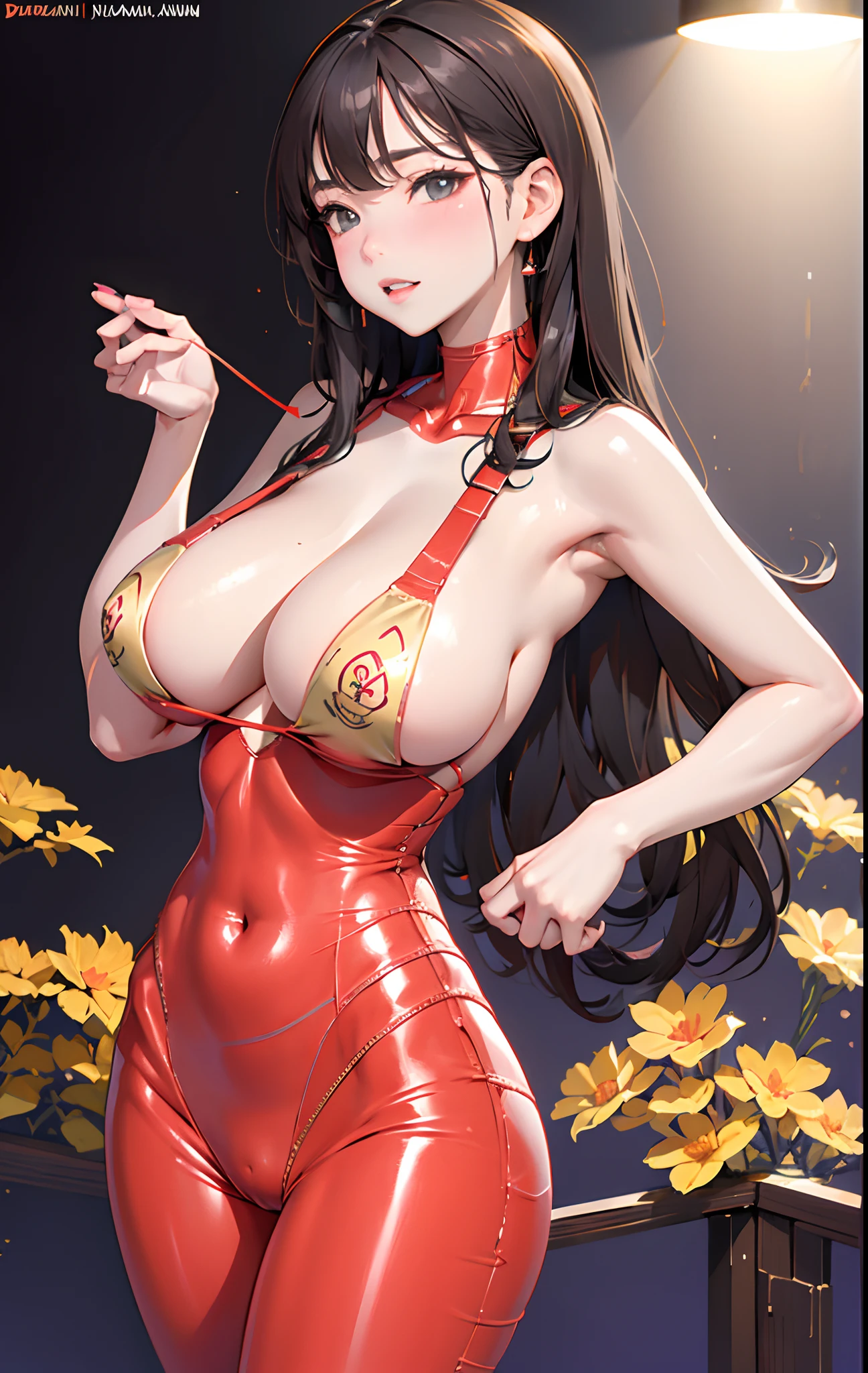 8K分辨率,Refined features,s the perfect face,Glowing skin,high detal,huge boob,latex_bodysuit,Milky mucus body,Wrap the whole body,Transparent liquid texture,Raised sexy,plumw,upright_straddle,sunraise,Eau,the sideview,Topless,tit,areola of breast