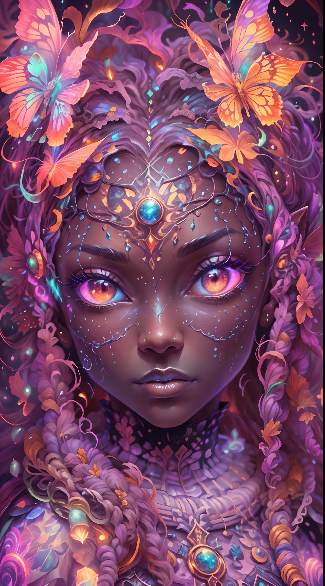 Thrilling dreams, ultra-realistic realism, abstracted, psychedelia, tmasterpiece,PsyAI, Rasta, Jamaica, (Dreadlocks Hair style:2.3 female ) , (Dread Locs Hair style:1.3),(tmasterpiece,best qualtiy:1.2),illustration,8k wallpaper,Dazzle,(Portals:1.1),(Otherworldly creatures:1.2),(magic energy:1.1),(floating debris:1.05),(glowing third eye:1.1), butterflys,florals, (strong lights:1.05), (illumination:1.05), (fantasy:1.15), (hyper realisitc:1.1), (mistic:1.05), (intriguing:1.05), (Ethereal:1.08), (mistic:1.1), (cosmic:1.05), (interdimensional:1.1), (unearthly:1.05), (spellbinding:1.1), (Unforgettable:1.05), (Fantasy art: 1.1),(number art:1.05),(magic realism:1.08),(Epic:1.1),(concept-art:1.05),(highly detailed:1.1),(cinematic ligh:1.05),(ultra-realistic realism:1.05),(mistic:1.05),(astounding:1.1),(andrey surnov:1.05),(mind bending:1.1),(big breasts enchanting:1.05),(Unbelievable:1.05),(otherworldly landscapes:1.1),(breath-taking:1.05 ), (incredulous:1.05), (portal opening:1.05)