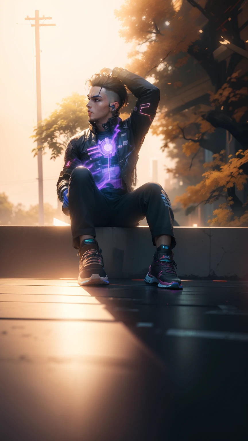 Change background cyberpunk handsome boy, realistic face, 8k, ultra realistic,