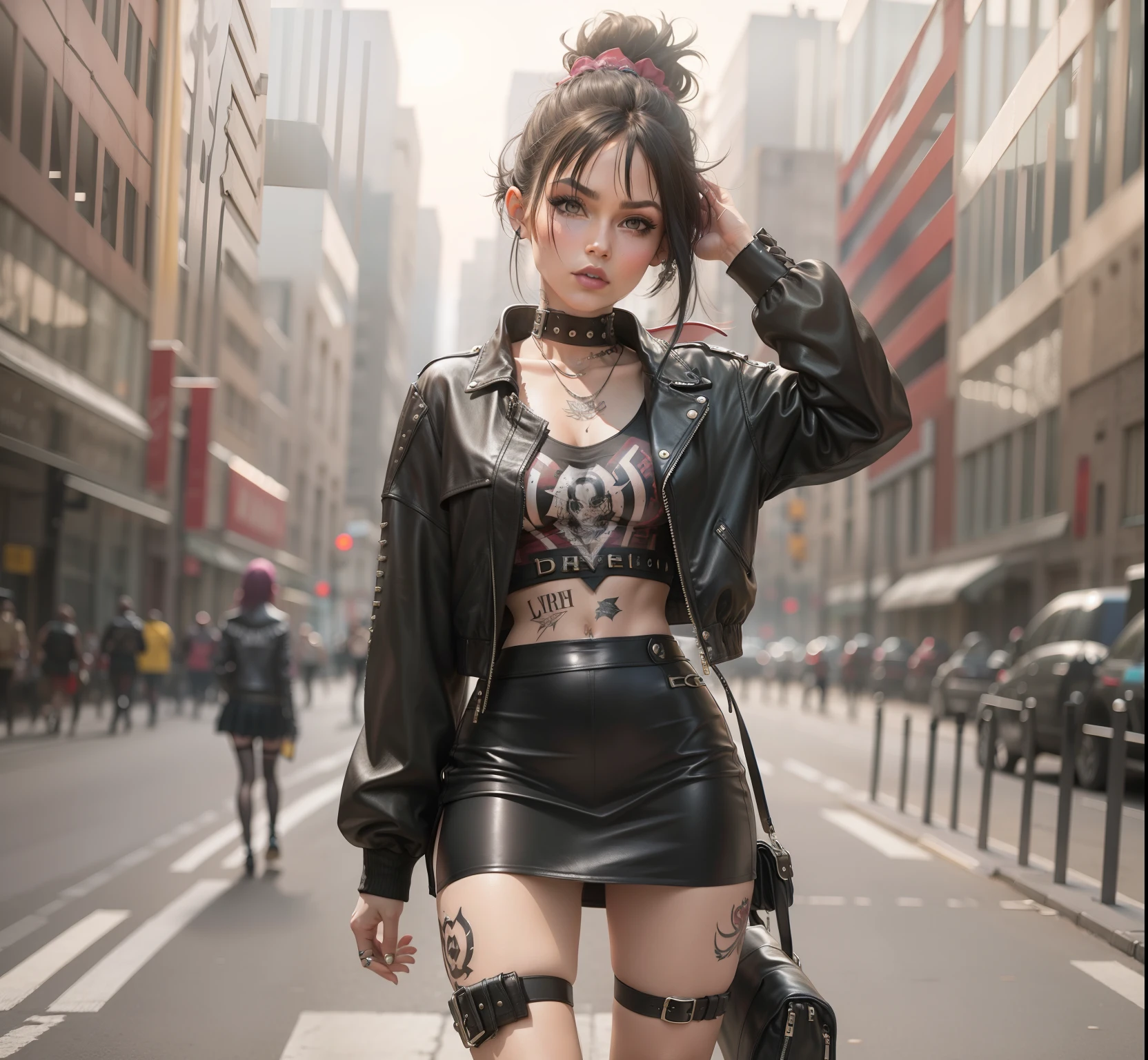Leather skirt tattoo punk girl