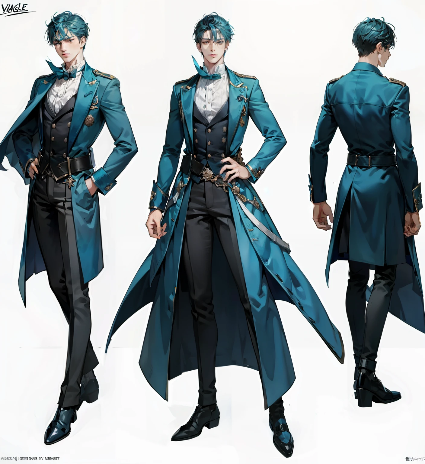 Anime characters in blue coats,male people,mtu,male, full body concept, detailed full-body concept, concept character, full body concept art, full body character concept, detailed full body concept art, concept art character, concept art style, character concept, 2D concept art, new costume concept design, character design concept, full body action concept art, valkyrie style character