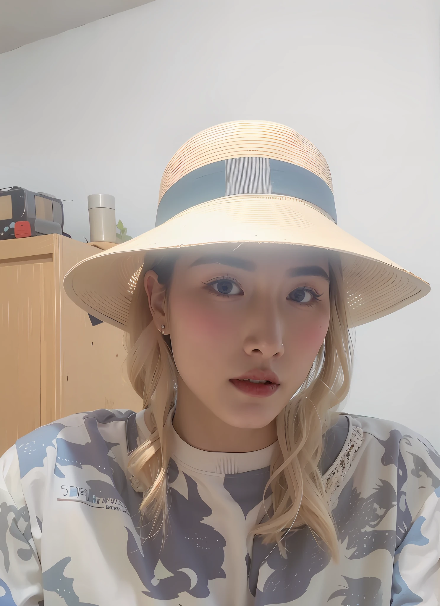 The background is on the beach by the sea，Clear blue sky，A few white clouds，Clear sea，Dazzling sunlight