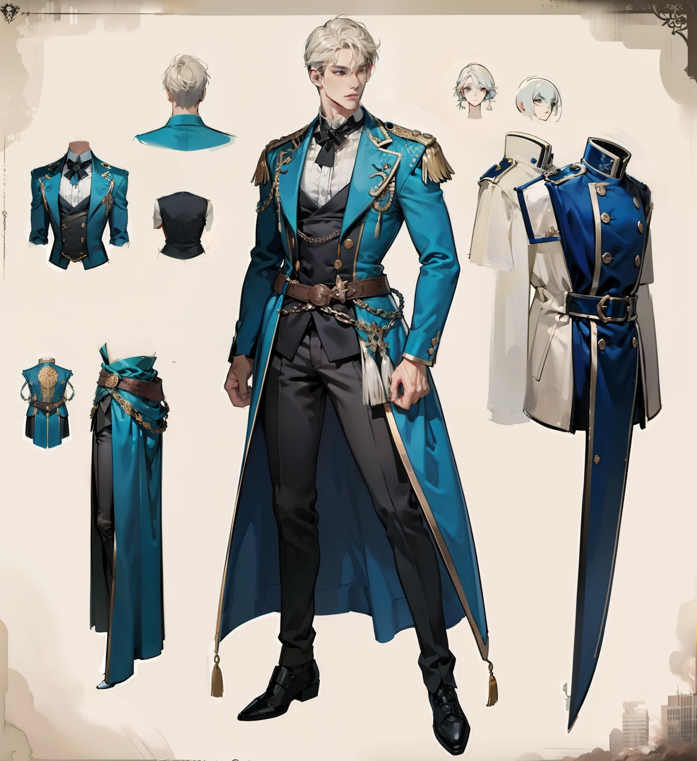 Anime characters in blue coats,male people,mtu,male, full body concept, detailed full-body concept, concept character, full body concept art, full body character concept, detailed full body concept art, concept art character, concept art style, character concept, 2D concept art, new costume concept design, character design concept, full body action concept art, valkyrie style character