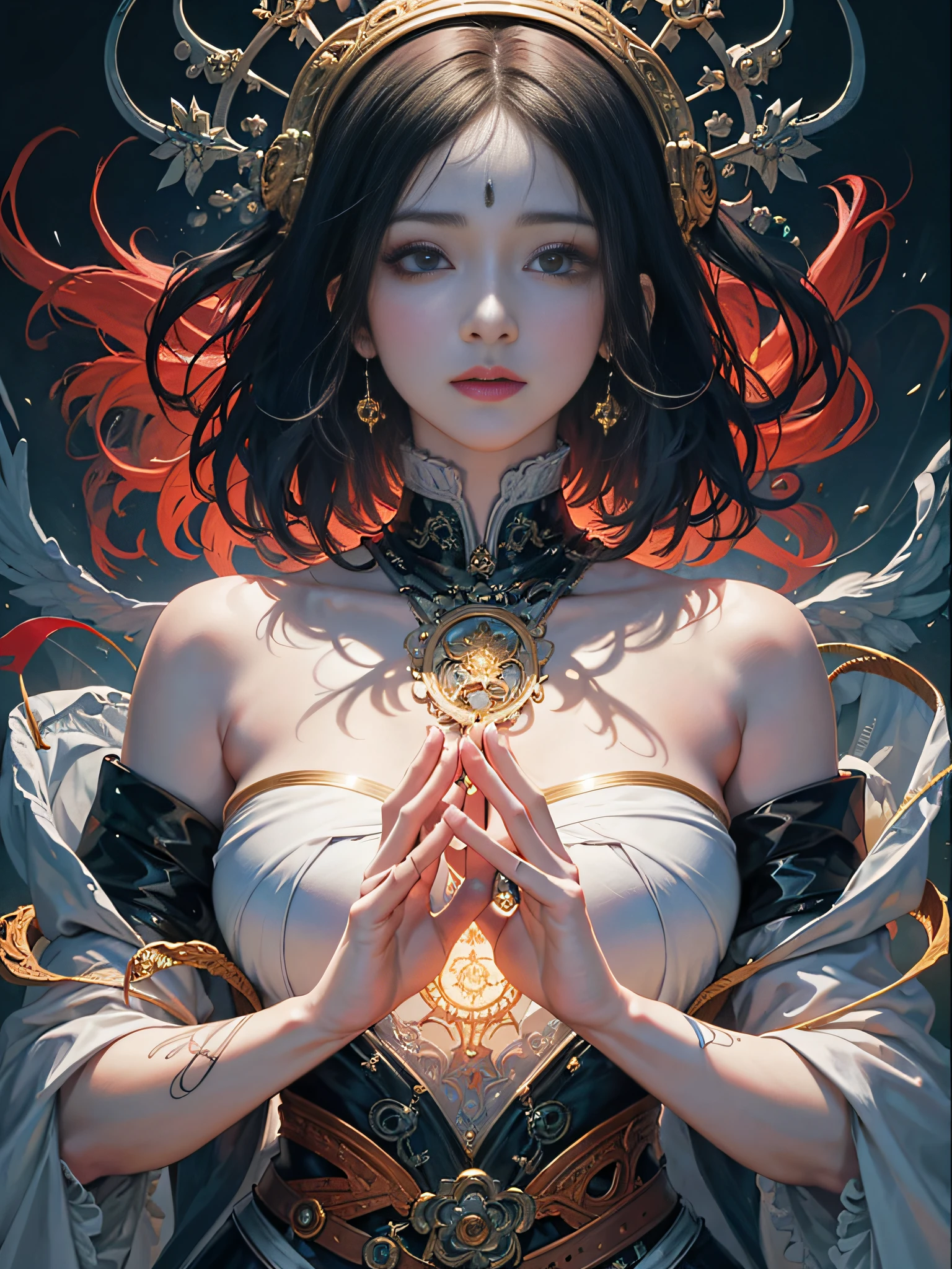 (absurdres, highres, ultra detailed), 1girl, solo, extremely detailed eyes, (official art, beautiful and aesthetic:1.2), (fractal art:1.5), (full body, naked body:1.2), (breasts, nipples:1.2), (perfect vagina:1.2), colorful, highest detailed