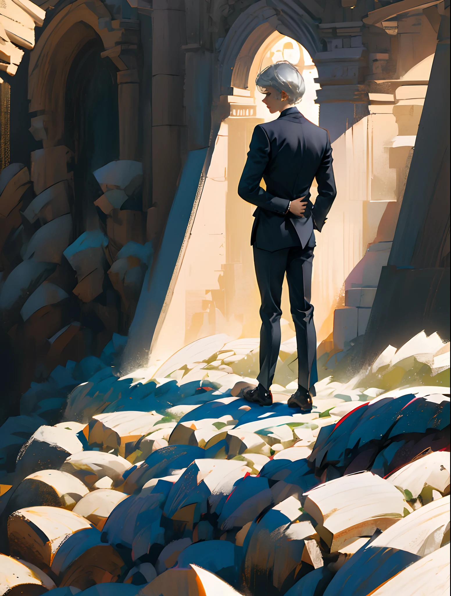 Man in suit with short silver hair