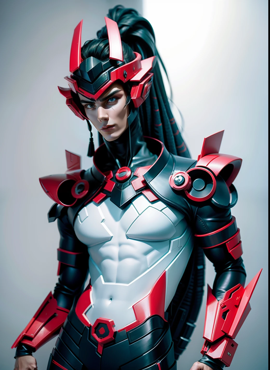 Sculptural model design,Escultura,male people,Handsome,Future tech wind,cyber punk perssonage,musculous,(Blank background)