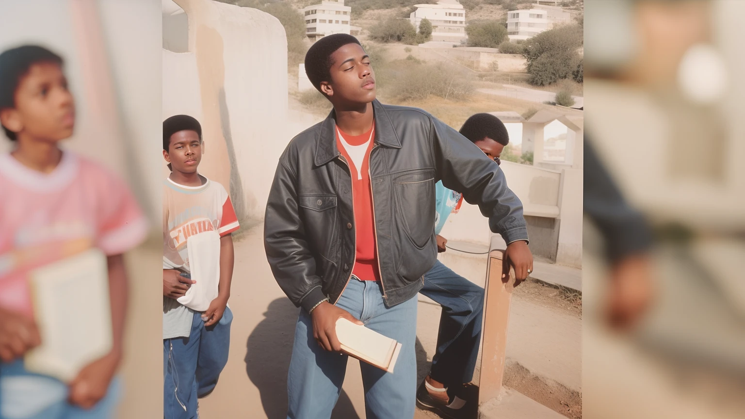 there is a BLACK BOY standing on the earth with a book, taken in the early 1990s, em torno de , tiradas no final dos anos 1980, tomada em 1 9 9 7, Foto de 1990, Foto tirada em 1989, 1 9 9 0, 1990, foto 1998