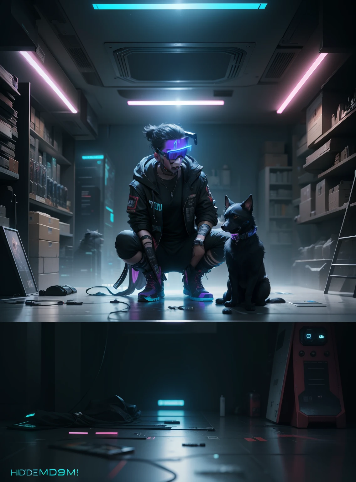 Change background cyberpunk hundshom boy realstic face 8k ultra realstic