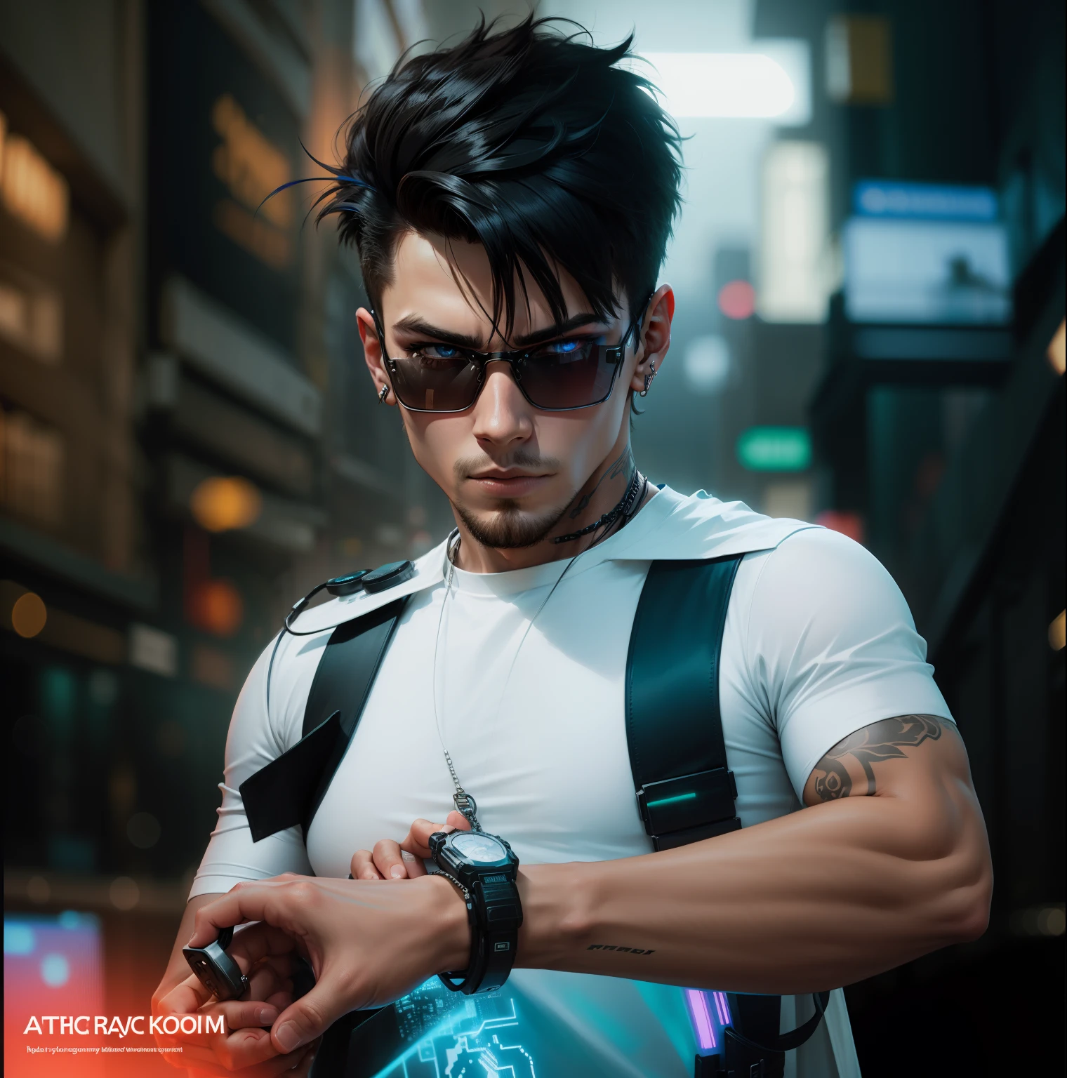 Change background cyberpunk handsome boy