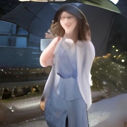 ((Best quality, 8k, Masterpiece: 1.3)), Sharp focus: 1.2, A beautiful woman with perfect body: 1.4, Slim abdomen: 1.2, ((Layered haircut, Large breasts: 1.2)), (no bra) (Small and beautiful hard nipple) (Thin and damp button up to shirt length: 1.1), (White shirt wet by rain), (Rain, Street: 1.2), Wet body: 1.1, Highly detailed face and skin texture, Detailed eyes, Double eyelid, tanned skin, sexy, tan