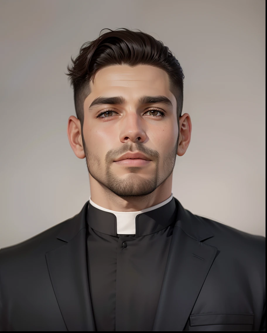 Moreno, lindo, barba, realista, jovem, Priest, moreno,