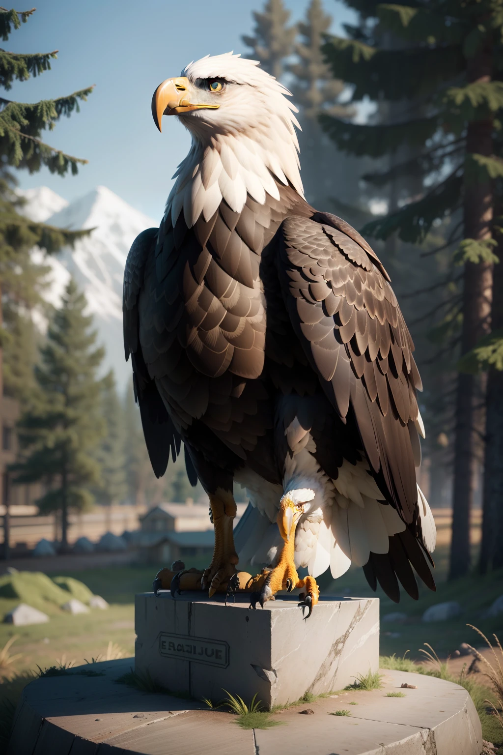 eagle, eagle, highly detailed 3d rendering, highly detailed 3d rendering, very realistic 3d rendering, hyper realistic 3d rendering, rendered in arnold engine, ultra realistic 3d illustration