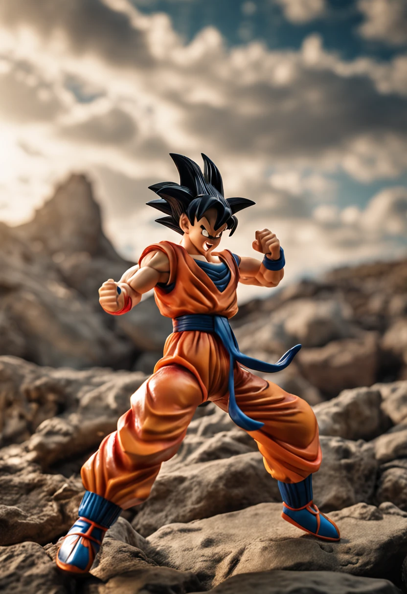 Son goku action figure, attack pose, plastic, toy, Photo