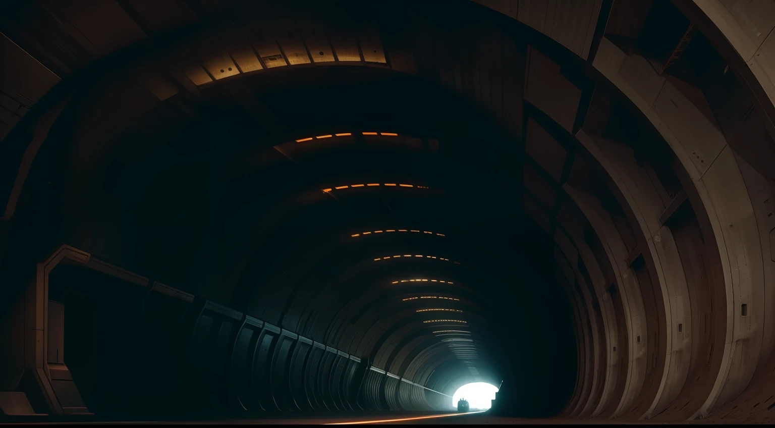 Huge interstellar tunnel,age-old,Extremely detailed,realisticlying,Super cinematic texture,Unmanned environment,Post-industrial style,Old photos,grain sense,blurryforeground