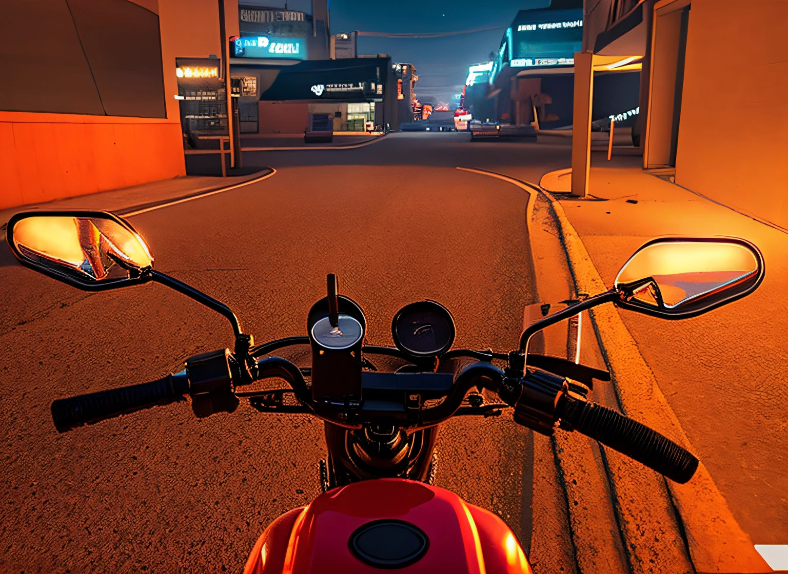There is a red motorcycle parked on the shoulder of the road, uma moto no centro do quadro, andar de moto por uma rua, motocicleta, ciclomotor, Rua, no meio da cidade, andrea rocha, no meio da rua, motocicleta, por Romain brook, pilotando uma motocicleta, Assumido em Go Pro Hero8, Directed by: Benjamin Marra, Realistic animation
