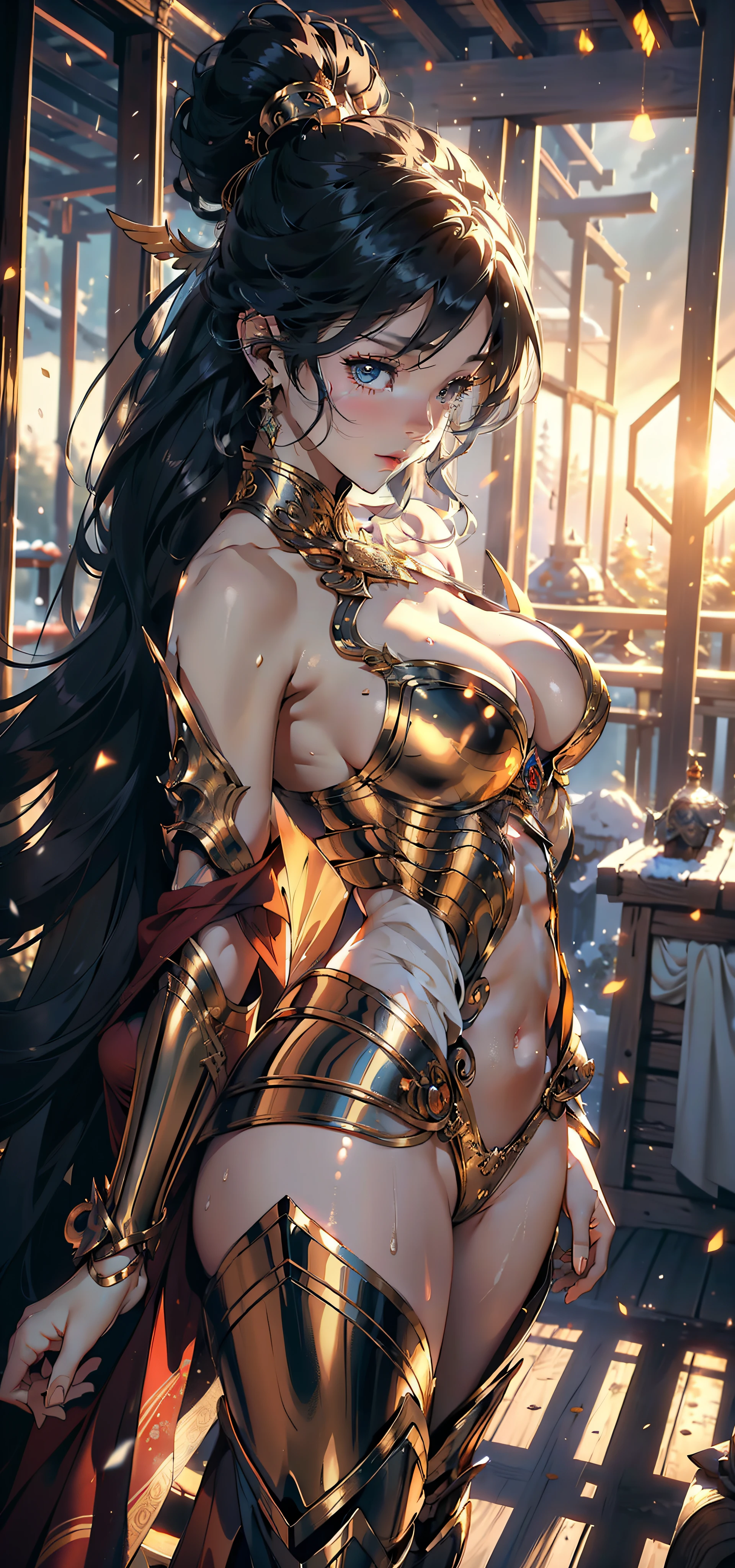 1female,25 age old,Large breasts,Pornographic exposure, 独奏,(Background with:ports,coniferous forest,at winter season,Snow on the ground) Feel free to hairstyle,standing on your feet,Sweat profusely,drenched all over the body,seen from the front, curlies, mostly cloudy sky,(((tmasterpiece),(Very detailed CG unity 8K wallpaper),best qualtiy,cinmatic lighting,detailed back ground,beatiful detailed eyes,Bright pupils,(Very fine and beautiful),(Beautiful and detailed eye description),ultra - detailed,tmasterpiece,)),facing at camera,A high resolution,ultra - detailed),revealing breasts,Bare genitalia, Bulge,Camel toes,Raised sexy,Flushed complexion,Open-mouthed,frontage,,Gold Saint Seiya,Armour