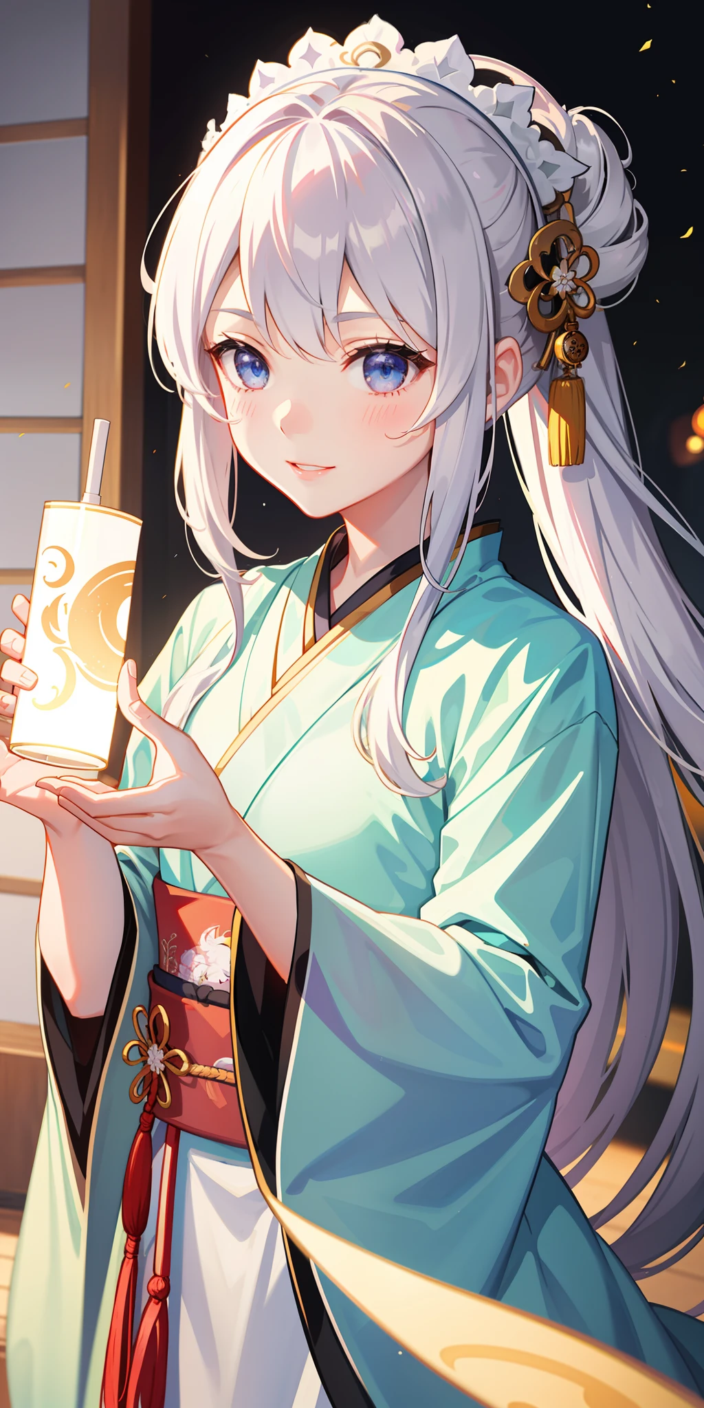 1girl, (hanfu), glowing, sidelighting, wallpaper,