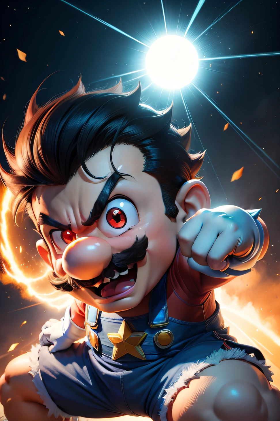 Mario soltando um kamehameha