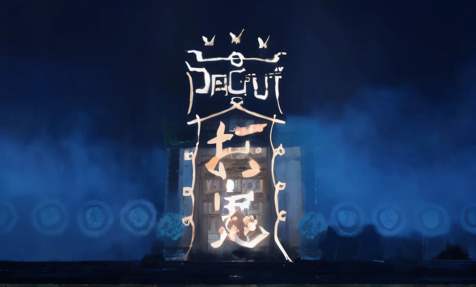 There is a bell tower,It says Chinese, beijing, inspired by Luo Mu, nanquan, Middle metaverse, artwork in the style of z.Show on the. gu, palace background, Inspired by Zou Yigui, Lu Ji, Wang Chen, inspired by Park Hua, cover photo portrait of du juan
