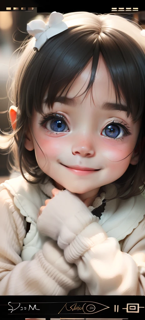 Cute girl s,delicated,Big eyes,Small nose,Childlike,Smile Expression
