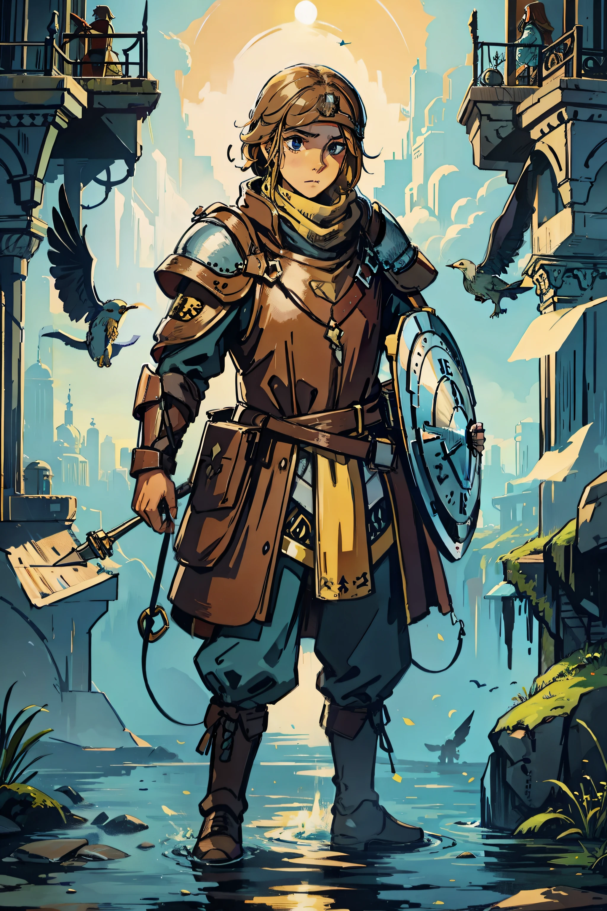 A shield in hand