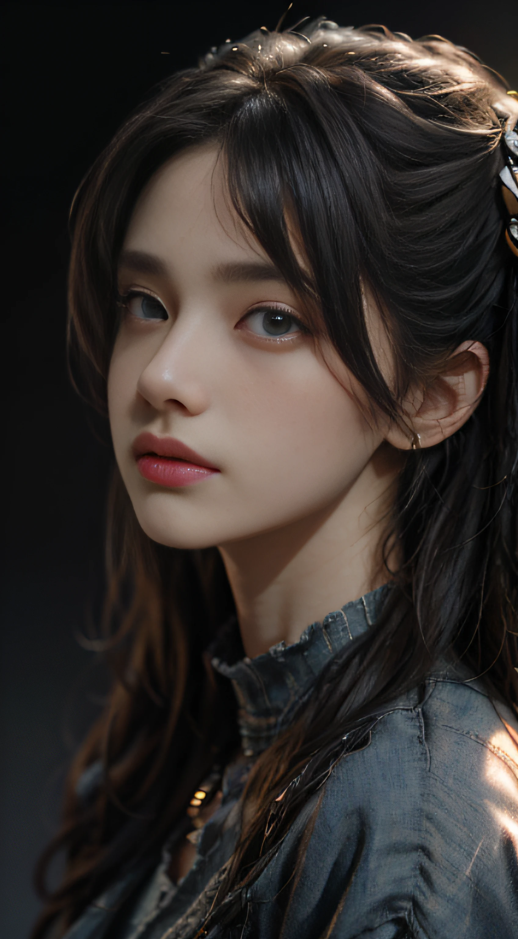 (masterpiece:1.2), (best quality:1.2), hyper realistic,highestres,absurdres,extremely detailed,volumetic,dramatic lighting, 1girl,detailed eyes,face,looking away,