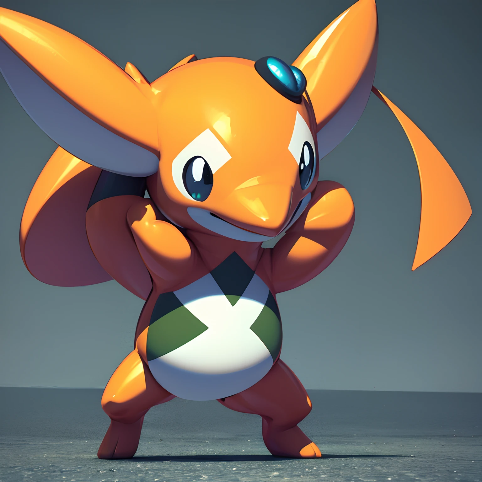 White Hiromei,Pokémon Art Style,3 d model,adolable,، simple