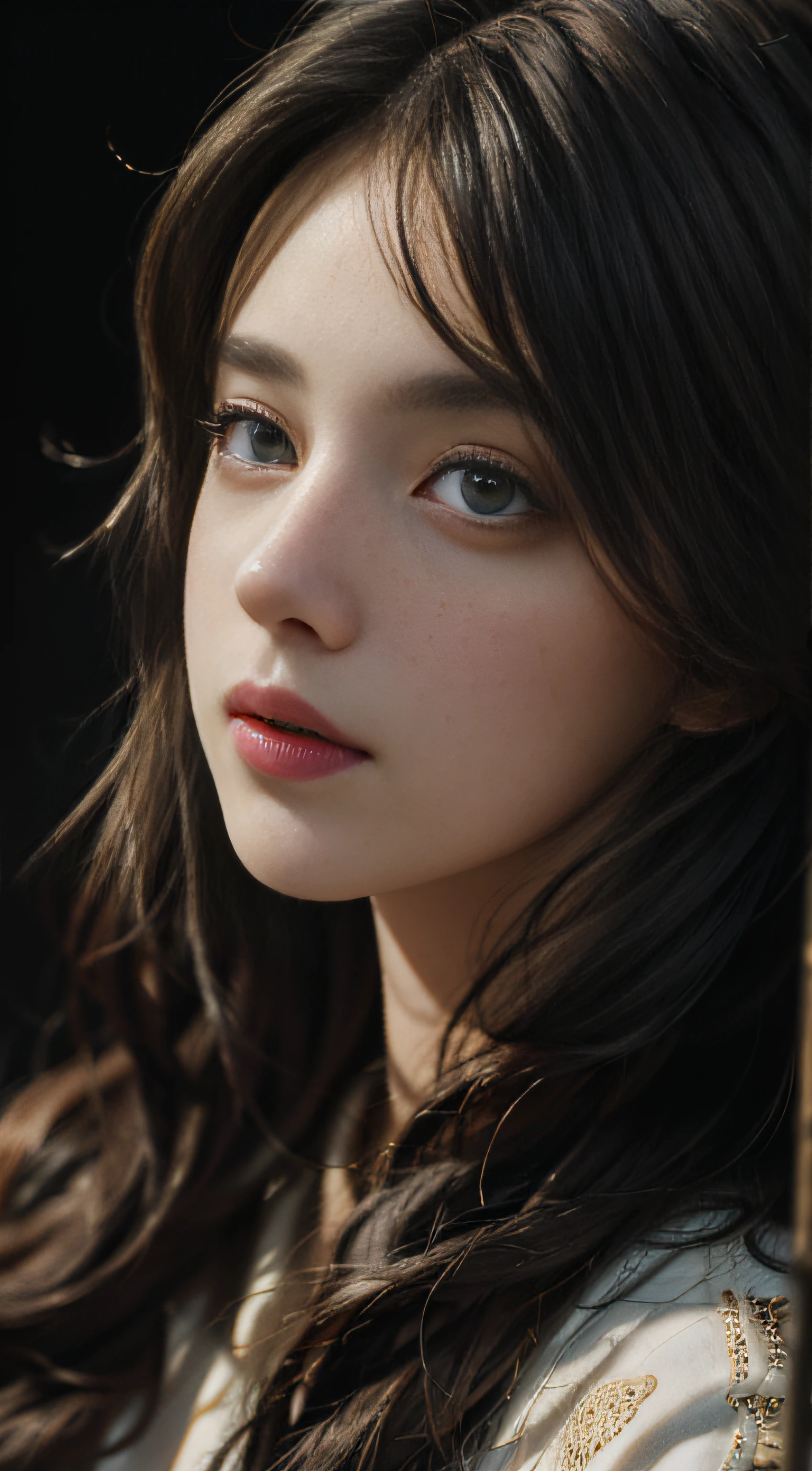 (masterpiece:1.2), (best quality:1.2), hyper realistic,highestres,absurdres,extremely detailed,volumetic,dramatic lighting, 1girl,detailed eyes,face,looking away,