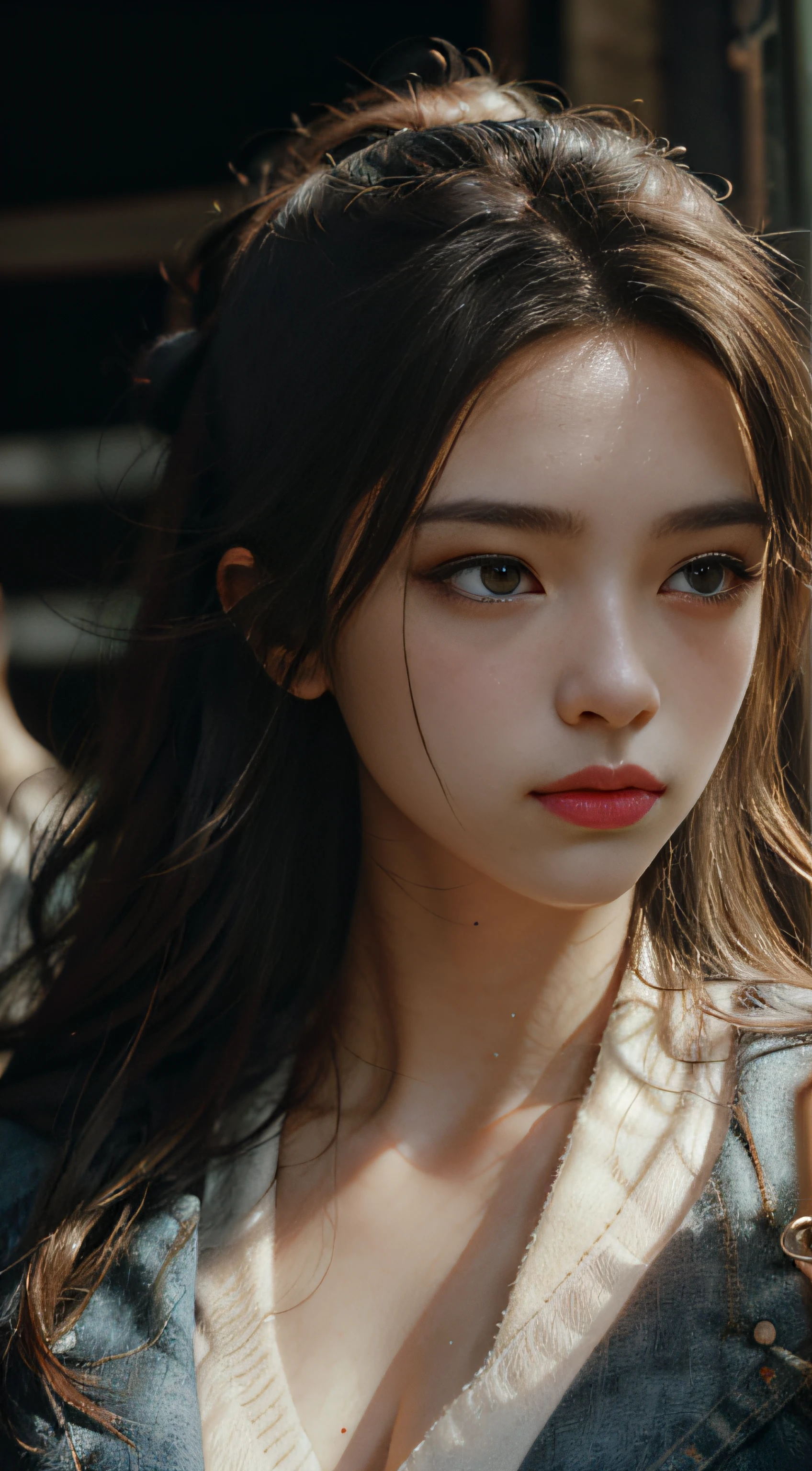 (masterpiece:1.2), (best quality:1.2), hyper realistic,highestres,absurdres,extremely detailed,volumetic,dramatic lighting, 1girl,detailed eyes,face,looking away,