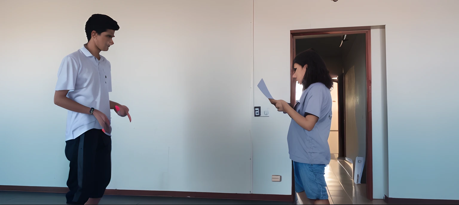 It's two people standing in a room with an open door, Confronto-se num duelo, imagem de fundo, standing in class, prestes a entrar na moldura da porta, pessoa em primeiro plano, definir foto, em uma sala de aula, action shot, foto de baixa qualidade, fazer um discurso, teste de tela inicial, fotografia tiro largo, Improvisation, em uma sala de aula da escola, tiro largo!!!!!!, Photo Session