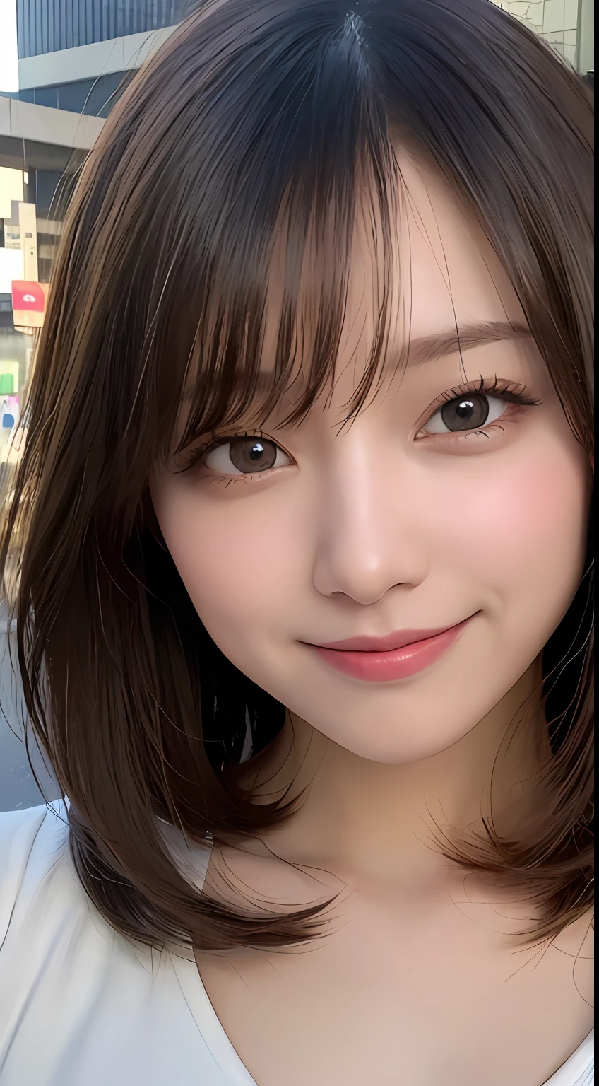 masutepiece, Best Quality, Illustration, Ultra-detailed, finely detail, hight resolution, 8K Wallpaper, Perfect dynamic composition, Beautiful detailed eyes, doress,Medium Hair, Mid-chest, Natural Color Lip, Random and sexy poses,Smile,Aoyama Street Walk