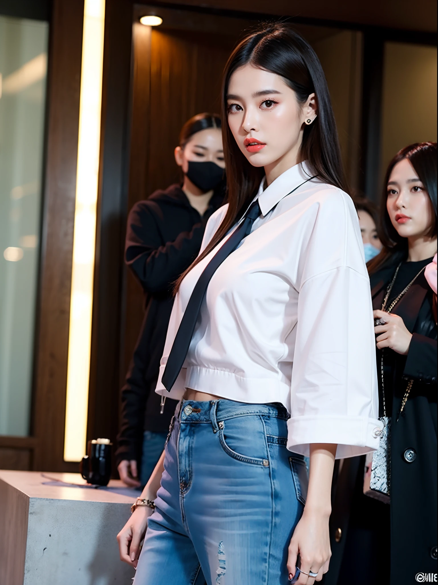 um desfile de moda conceitual, Temporada de K-pop, Fashion influencer trends, pessoas normais urbanas, Trend in Fashio magazine