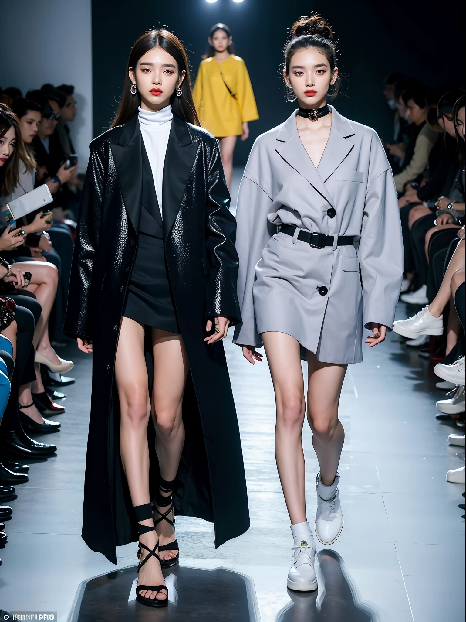 um desfile de moda conceitual, Temporada de K-pop, Fashion influencer trends, pessoas normais urbanas, Trend in Fashio magazine