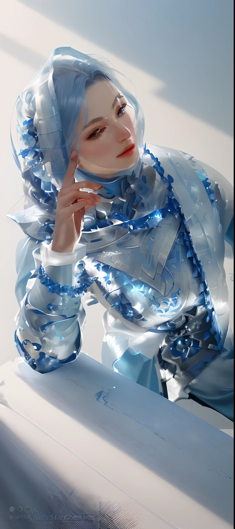 a close up of a woman in a silver and blue dress, chengwei pan on artstation, by Yang J, detailed fantasy art, stunning character art, fanart best artstation, epic exquisite character art, beautiful armor, extremely detailed artgerm, detailed digital anime art, artgerm on artstation pixiv, armor girl