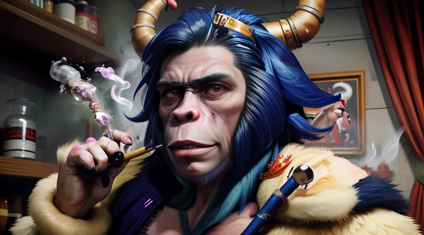 a cartoon monkey wearing a crown and smoking a cigarette, rat with crown, rat king, royal attire akira, by derek zabrocki, inspired by Alex Petruk APe, bored ape nft, rasputin as grubhub character, god save the queen!!!, monkey, by Alex Petruk APe, by Jeka Kemp, extremely high quality artwork, very good image positive_v1.3, ng_deep positive_v1_75t, (beautifull face:0.8),cross-eyed,sketches, (beast quality:2), (high quality:2), (good quality:2), ((monochrome)), ((gray scale)), skin spots, acnes, good anatomy, Deep Positive, facing away, tilted head, good anatomy, giood hands, 8kk quality, good feet, cropped, best quality, high quality, best quality, jpeg artifacts, fewer digits, long neck, cross-eyed, polar lowres, good body, good proportions, gross proportions, ((repeating hair)).