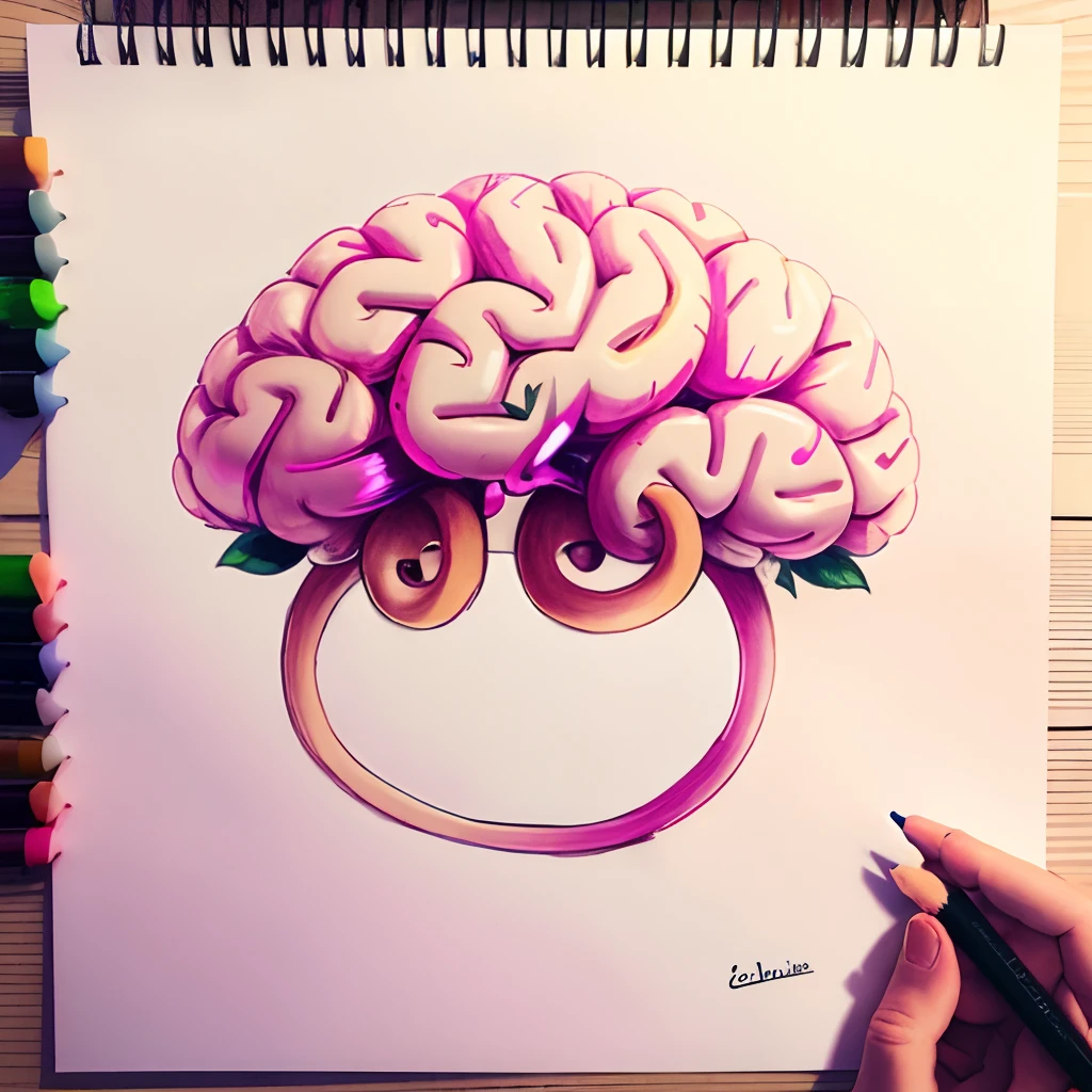 Drawing of a brain with cute arms