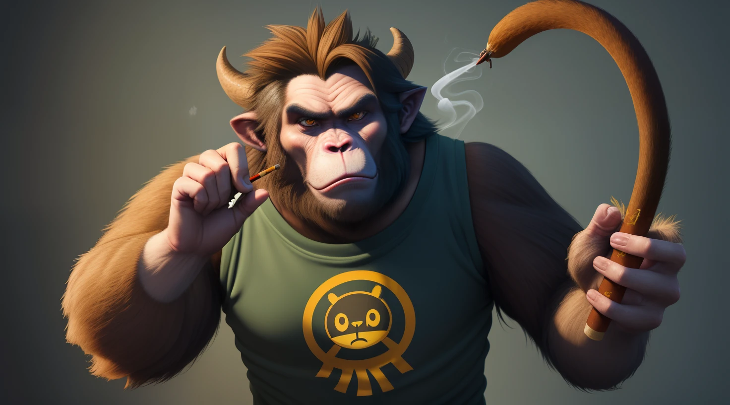 a cartoon monkey wearing a crown and smoking a cigarette, rat with crown, rat king, royal attire akira, by derek zabrocki, inspired by Alex Petruk APe, bored ape nft, rasputin as grubhub character, god save the queen!!!, monkey, by Alex Petruk APe, by Jeka Kemp, extremely high quality artwork, very good image positive_v1.3, ng_deep positive_v1_75t, (beautifull face:0.8),cross-eyed,sketches, (beast quality:2), (high quality:2), (good quality:2), ((monochrome)), ((gray scale)), skin spots, acnes, good anatomy, Deep Positive, facing away, tilted head, good anatomy, giood hands, 8kk quality, good feet, cropped, best quality, high quality, best quality, jpeg artifacts, fewer digits, long neck, cross-eyed, polar lowres, good body, good proportions, gross proportions, ((repeating hair)).