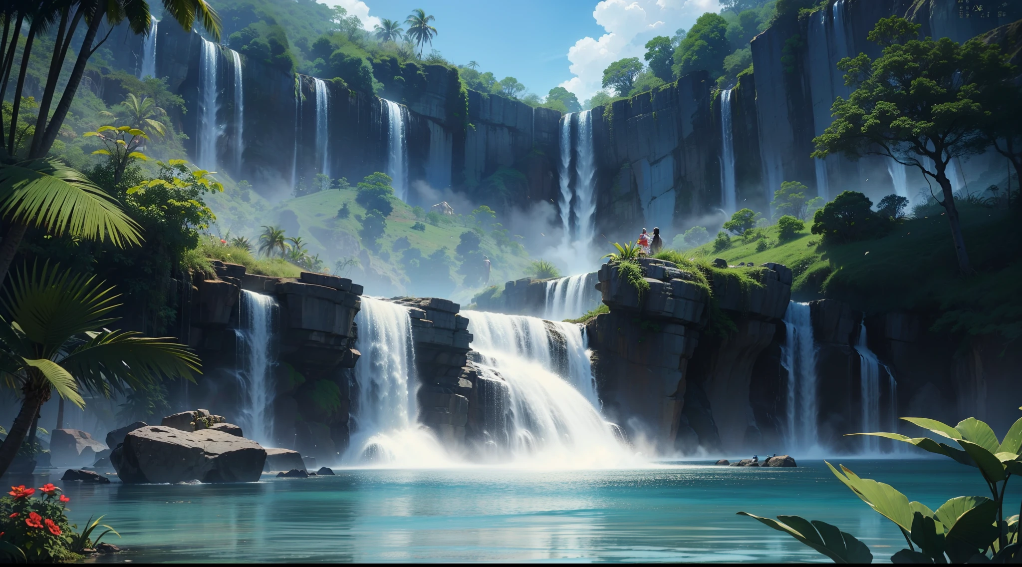 the maualup waterfall by julian lu by stocksy united, in the style of 3840x2160, exotic flora and fauna, canon af35m, art of tonga, matte photo, nostalgic imagery --ar 3:2 --v 5