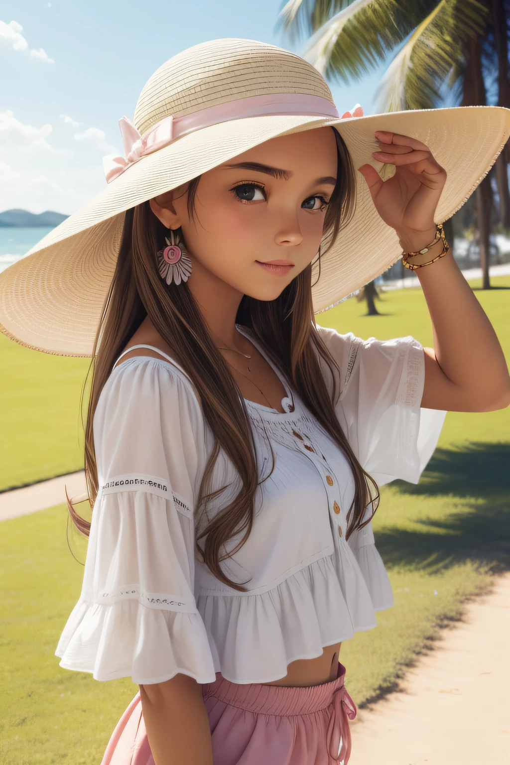 "girl Accessories:EX Hat:Sun Hat, Hair Accessories:EX Scrunchie"