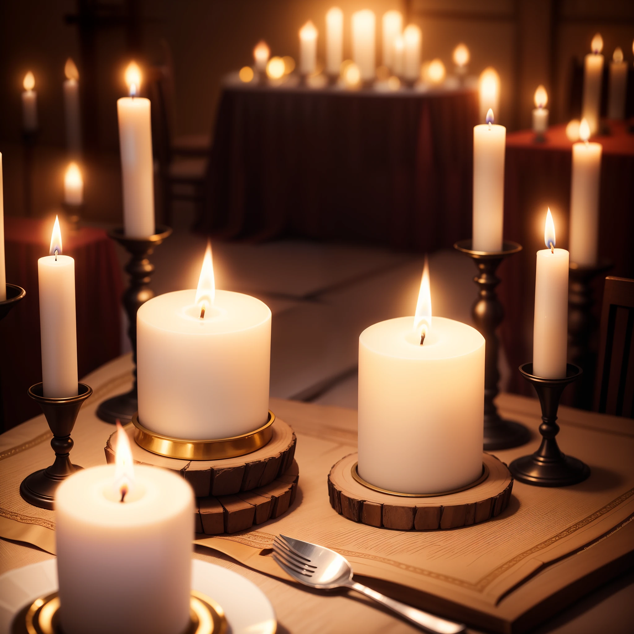 Special candles flavored in magical wedding, super realista, hiper realista, 8K.