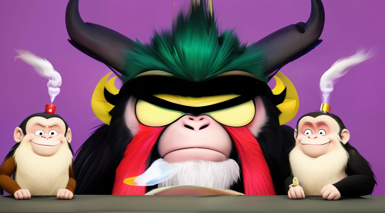 a cartoon monkey wearing a crown and smoking a cigarette, rat with crown, rat king, royal attire akira, by derek zabrocki, inspired by Alex Petruk APe, bored ape nft, rasputin as grubhub character, god save the queen!!!, monkey, by Alex Petruk APe, by Jeka Kemp, extremely high quality artwork, very good image positive_v1.3, ng_deep positive_v1_75t, (beautifull face:0.8),cross-eyed,sketches, (beast quality:2), (high quality:2), (good quality:2), ((monochrome)), ((gray scale)), skin spots, acnes, good anatomy, Deep Positive, facing away, tilted head, good anatomy, giood hands, 8kk quality, good feet, cropped, best quality, high quality, best quality, jpeg artifacts, fewer digits, long neck, cross-eyed, polar lowres, good body, good proportions, gross proportions, ((repeating hair)).