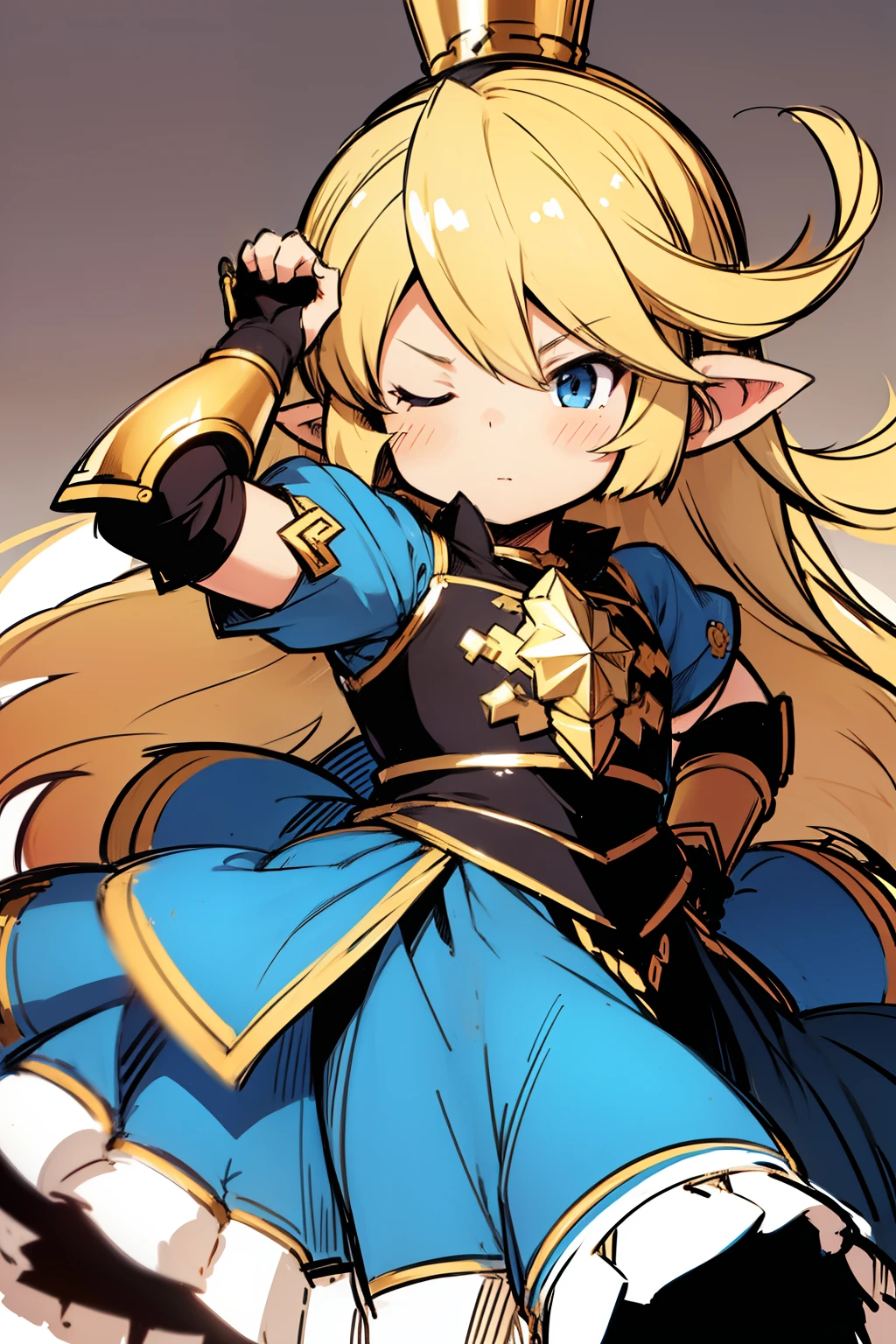 (GBFCHARLOTTA,****,sketch,:1.2),blank eye,armor, diadems, Dress, gauntlets,actionpose