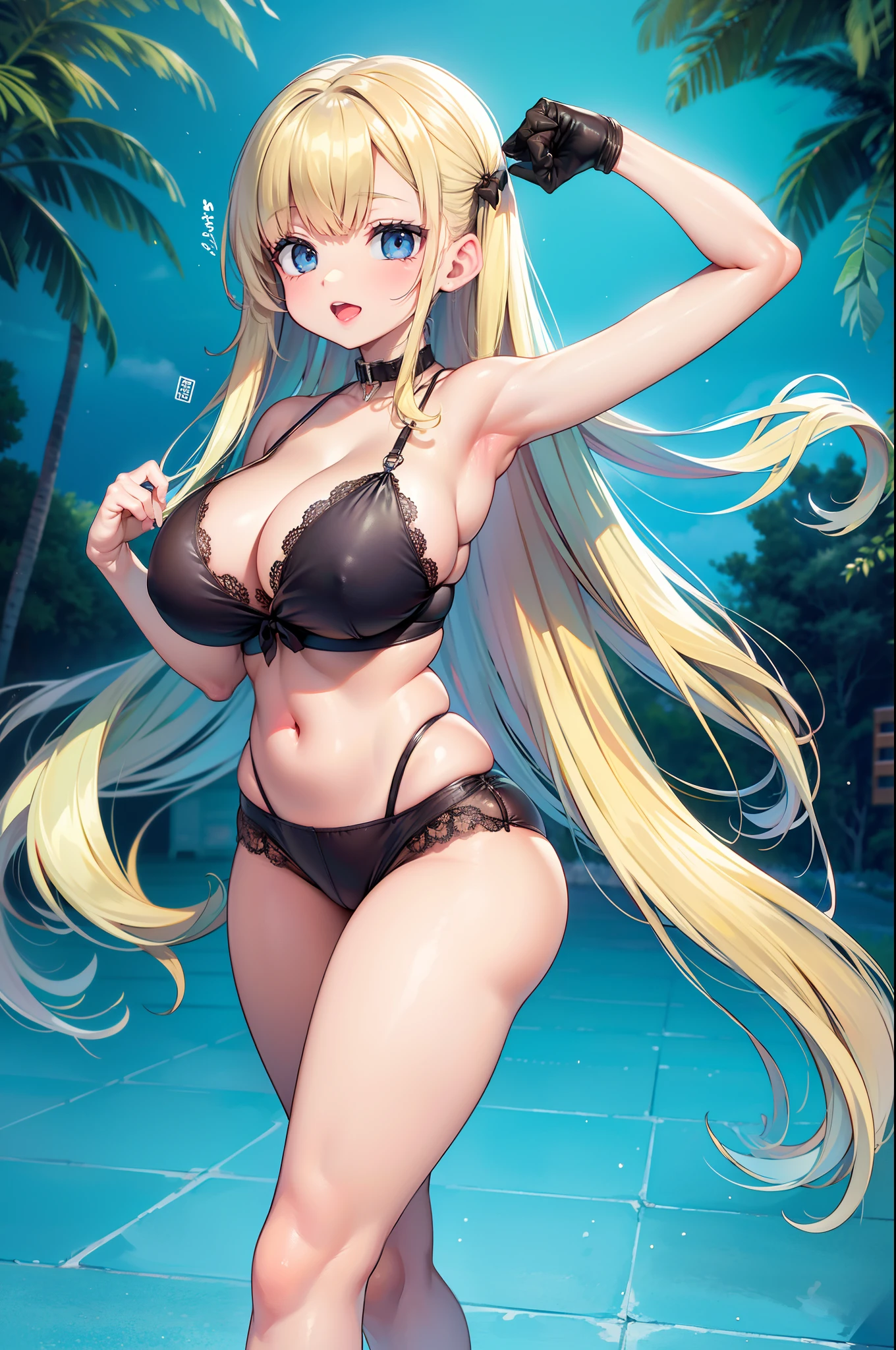 Anime style. In the middle of a large forest in North America a rave is celebrated. Es verano, hace calor, Es de noche y hay hogueras que dan buena luz a la imagen. Una mujer de gran belleza con un look alternativo y pseudo-hippie baila con los brazos abiertos en estado de euforia y trance. (La mejor calidad) (obra maestra)