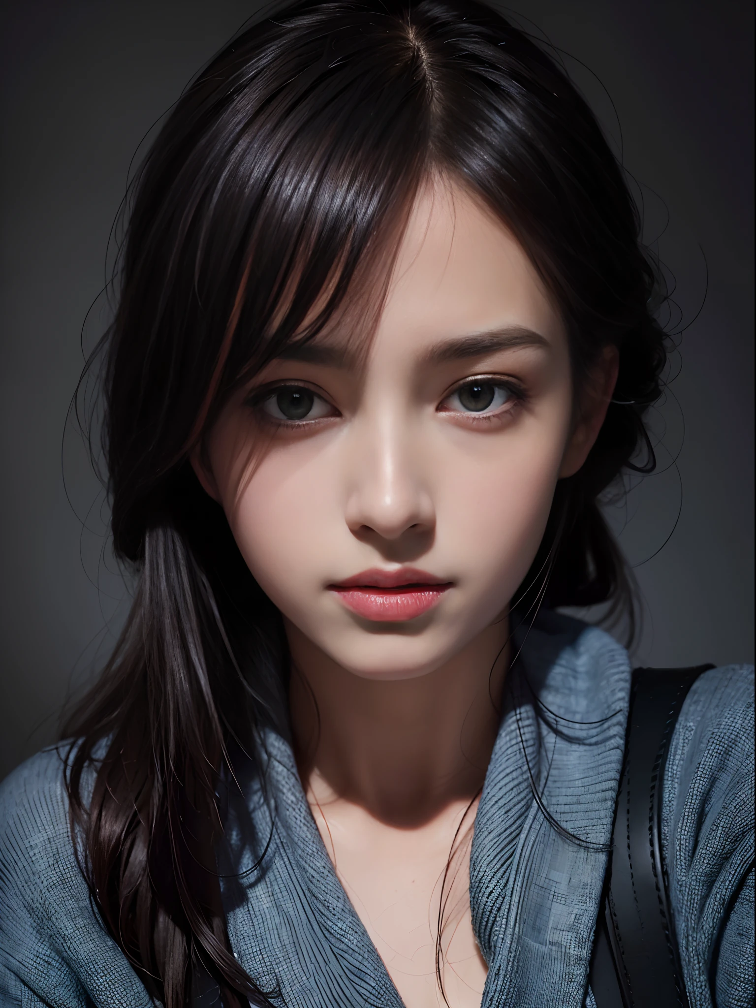 Best quality, masterpiece, ultra high res, (photorealistic:1.4), raw photo, 1girl, in the dark, deep shadow, low key, cold light