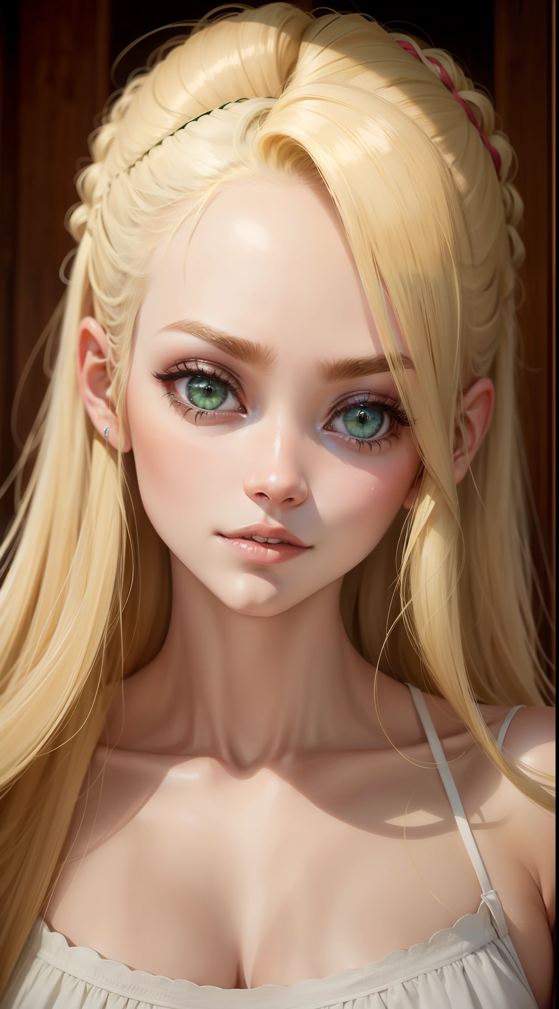 22 year old girl from Paraná foreheads big green eyes blonde hair
