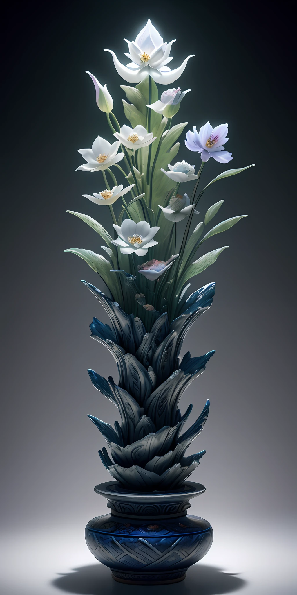 best quality, realistic, photorealistic, ultra detailed, "Mountain of Flower and Fruit+Fairy+Chinese Architecture" highly detailed carving on "southern ice" porcelain,Ultra wide angle,Accent Lighting,Volumetric Lighting,backlighting, (detailed light),((an extremely delicate and beautiful)),dramatic_shadow,ray_tracing,hdr