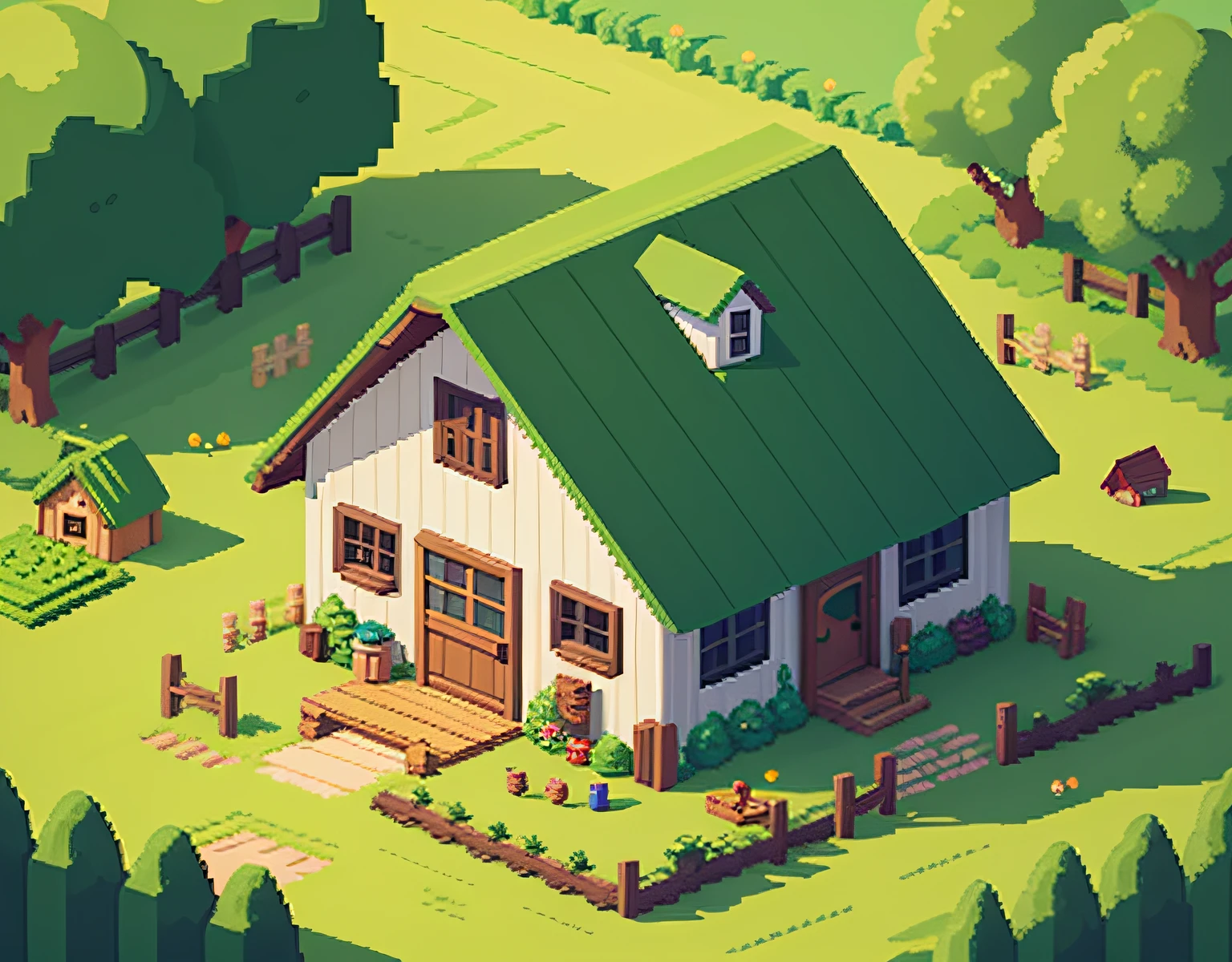 cozy, pixel art, cute, farm, green, kawaii