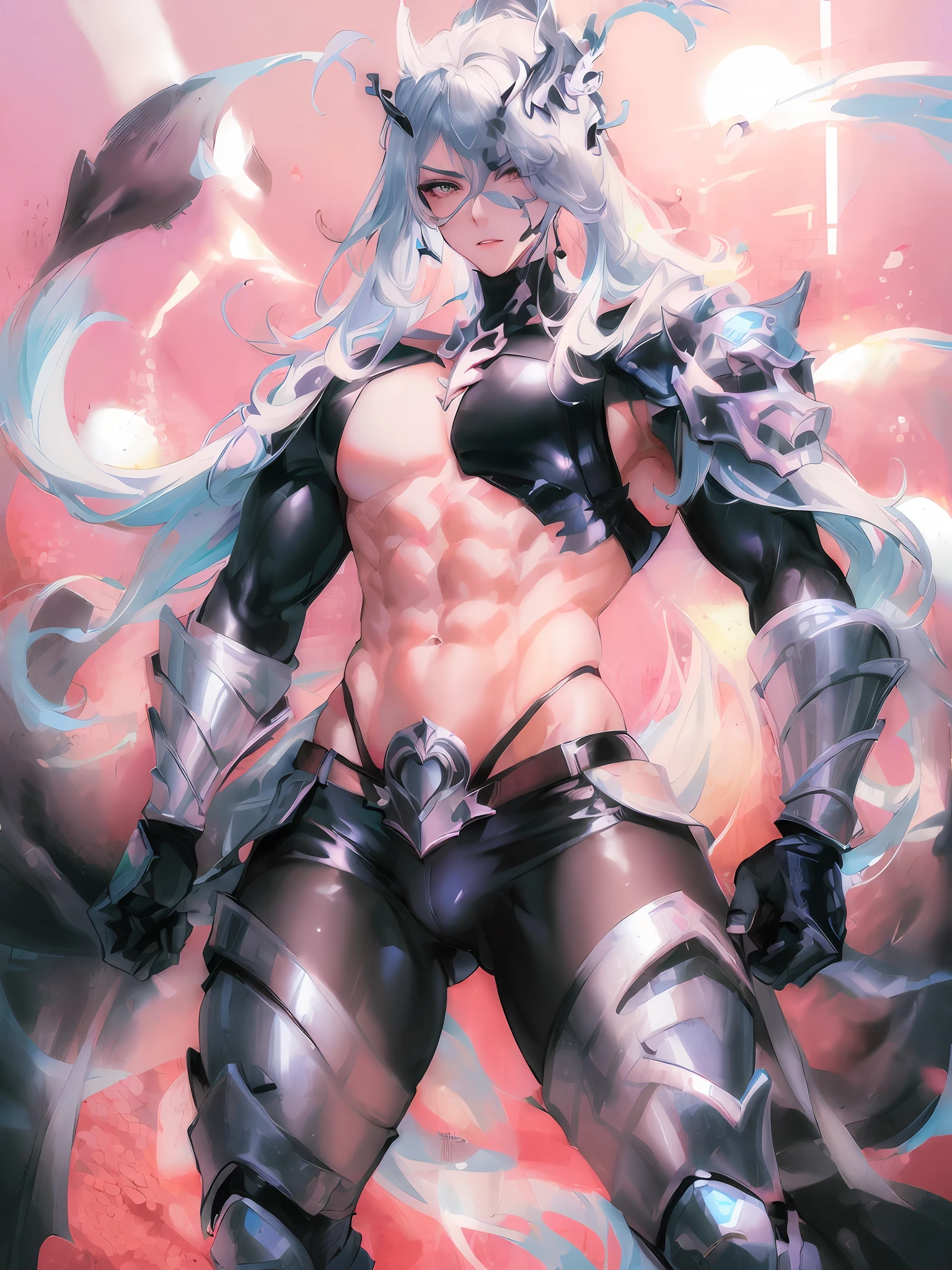 ember,otoko, masculine, Masculine face, Attractive, muscular, (((1man))), masutepiece, absurderes, Best Quality ,Intricate details, ((((Full body)))), (Shiny skin, Shiny body, shiny oily luster skin, poneyTail),Daytime steppe , Attractive, ((muscular)), Adult, One, earrings, Don't look at the view , Not looking at the view, poneyTail,Samurai, Perfect detailed face, perfect detailed hand, (((poneyTail))), beautidful eyes, piercings, Smirk, Glossy black and red armor, Masculine features, Masculine face, (((Daytime))), Illuminated by the sun, with light glowing, character seen from afar、samurais,male people,ember,cool expression,Glaring,Holding the sword with both hands,Shiny black armor,full body Esbian,Bold poses,high-level image quality,hight resolution,8K picture quality,Scenery of the Edo period,piercings,Plenty of detail,top-quality,masterpiece,realisitic,((((High exposure)))),((((Metamorphosis)))),((((Chest exposed)))),(((Bikini pants))),(((((Exposing the crotch)))))),((((revealing lower body)))),Beautiful background in pastel colors,
