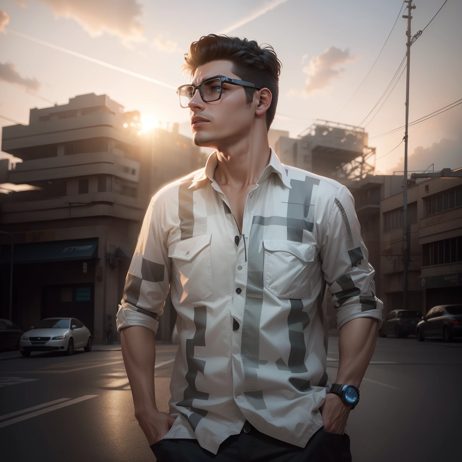Change background boy realistic face ultra hd sci-fi buildings car